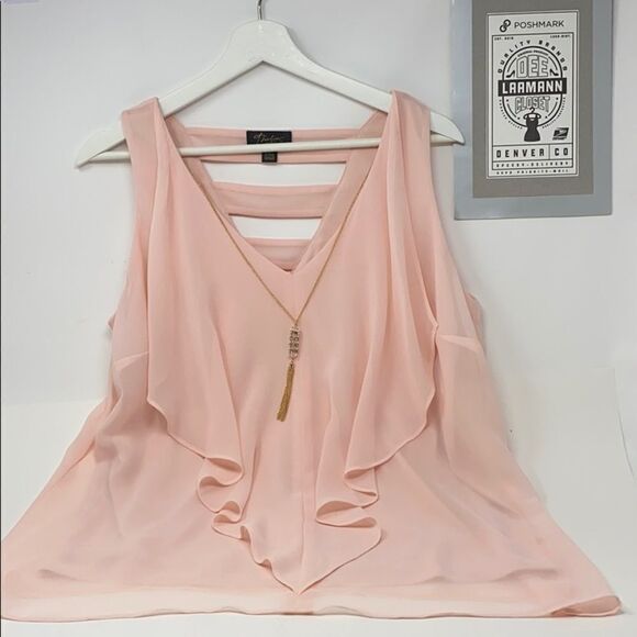 Thalia Sodi, formal chiffon tank, Sz M - Picture 1 of 7